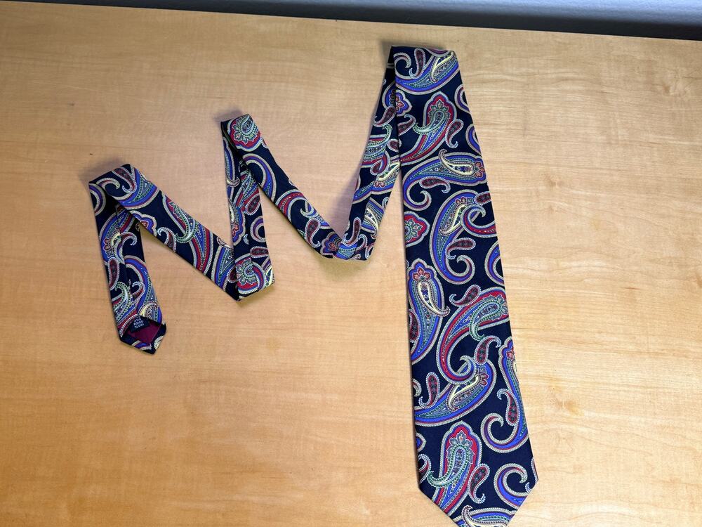 59” Monti Fashion Mens Silk Paisley Necktie-Multicolor